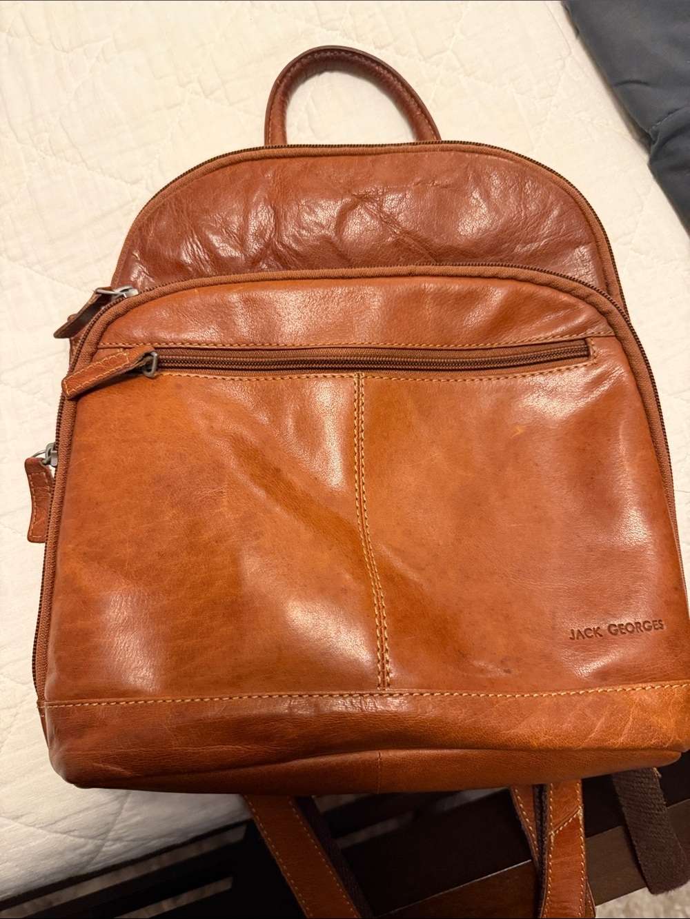 Jack Georges Women's Leather Backpack in Warm Tan